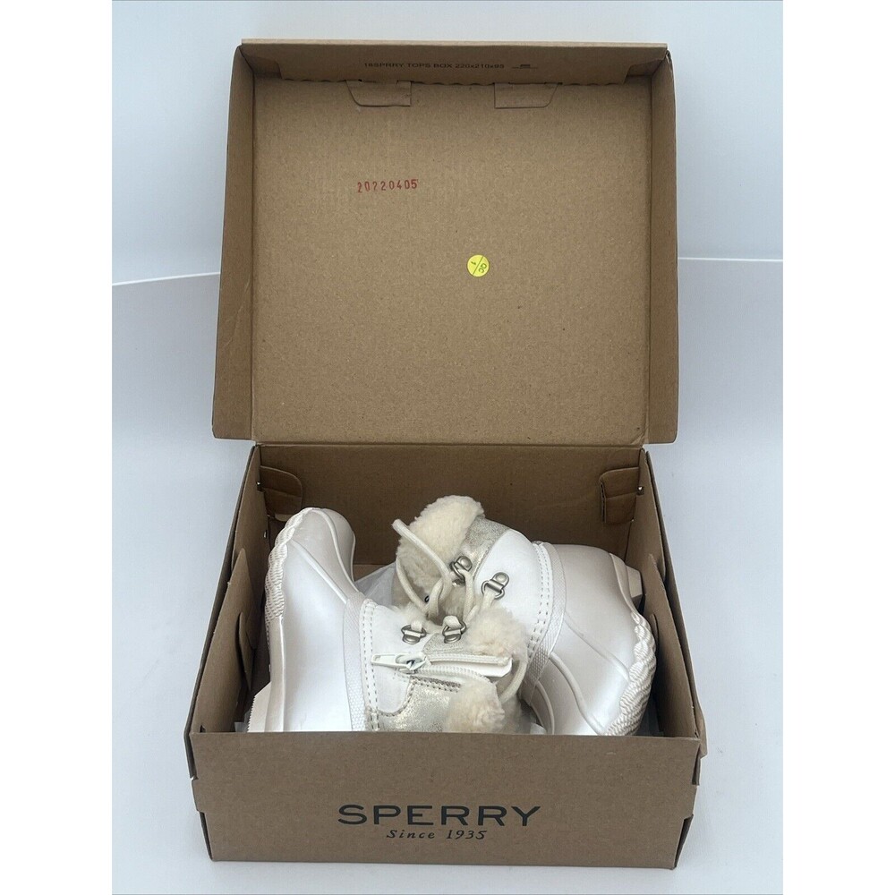 Sperry Saltwater Alpine white silver shoes toddler kids boots Size 9M